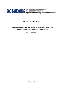 THEMATIC REPORT Restrictions of SMM's Freedom of Movement And