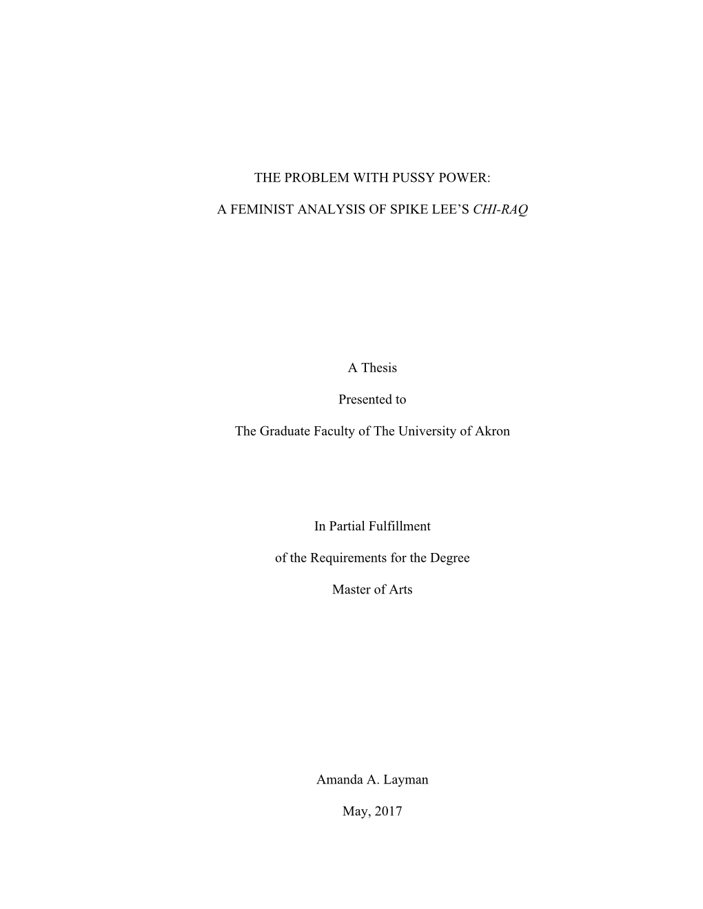 The Problem with Pussy Power: a Feminist Analysis