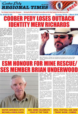 Coober Pedy Loses Outback Identity Merv Richards Esm