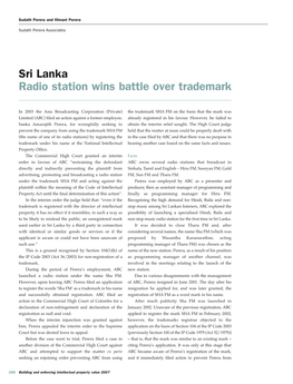 Sri Lanka Radio Station Wins Battle Over Trademark