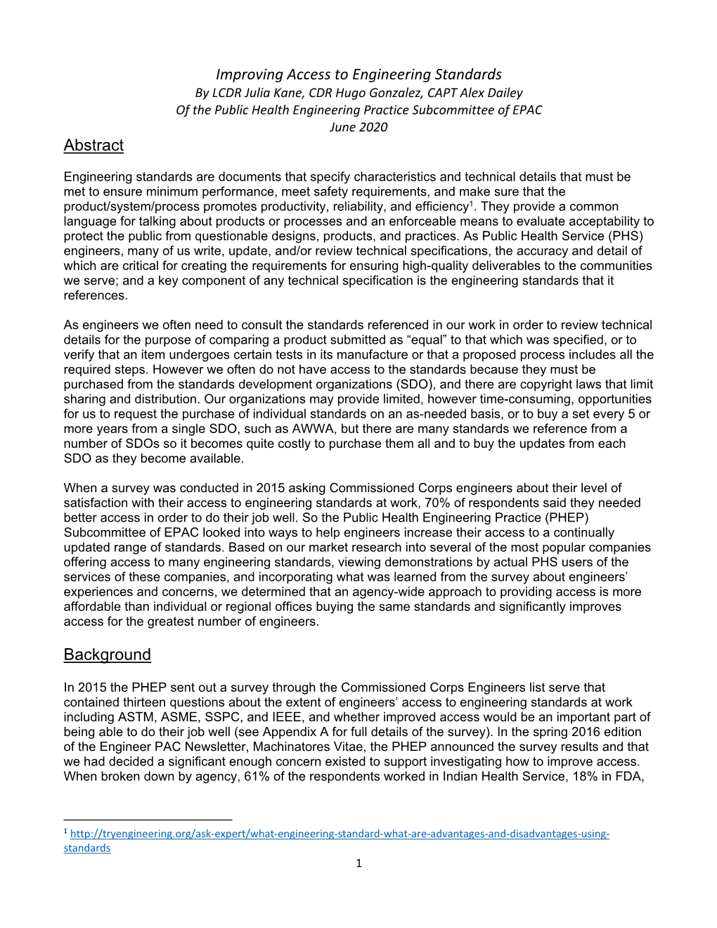 Improving Access to Engineering Standards Abstract Background
