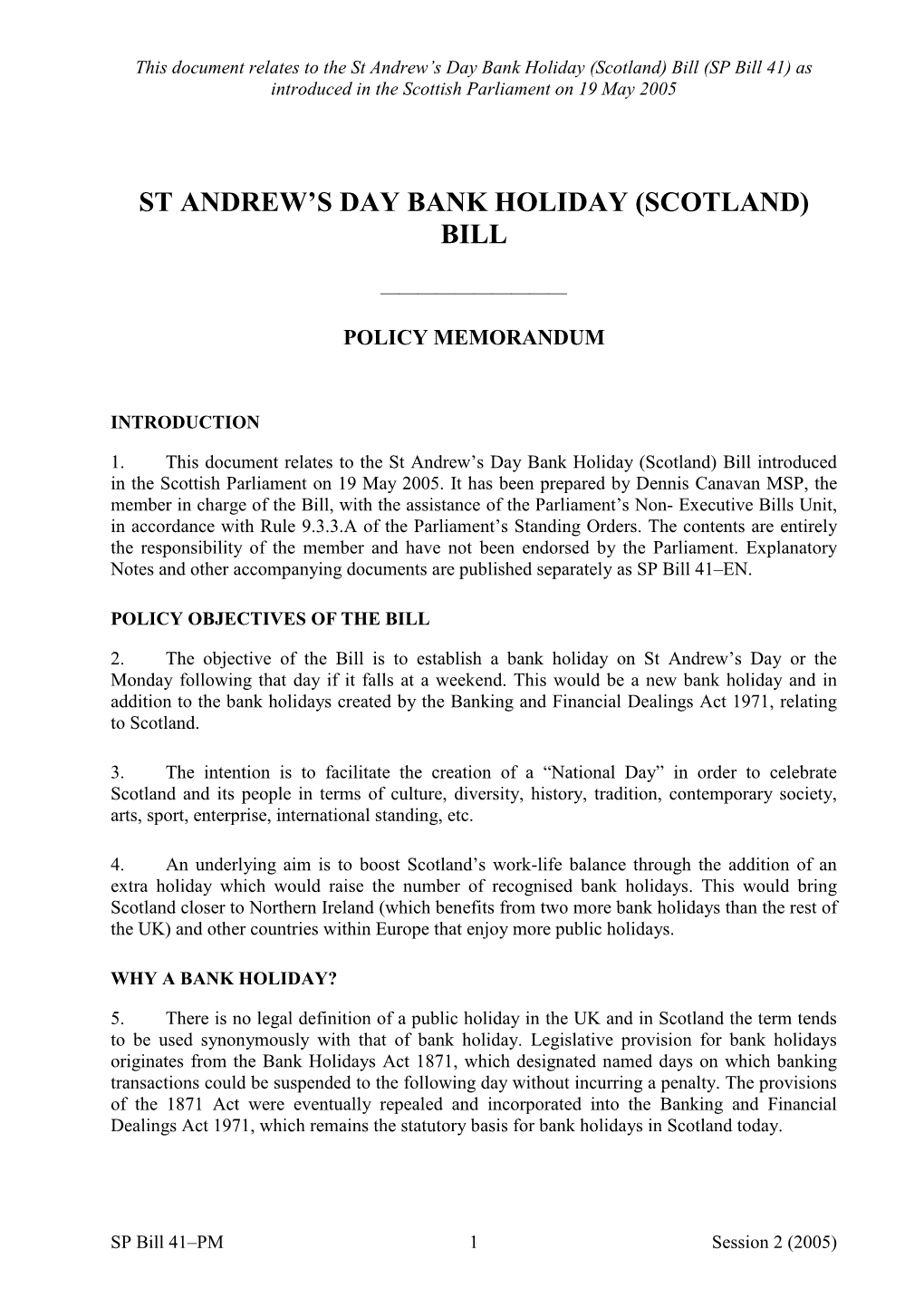 St Andrew's Day Bank Holiday (Scotland) Bill