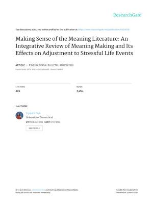 An Integrative Review of Meaning Making and Its Effects on Adjustment to Stressful Life Events