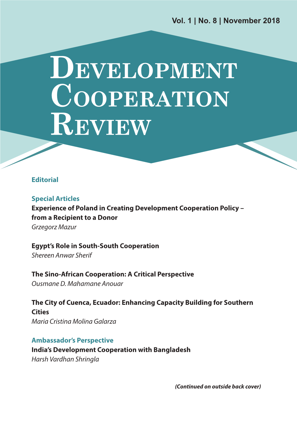 Development Cooperation Review Volume