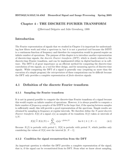 Chapter 4 - the DISCRETE FOURIER TRANSFORM