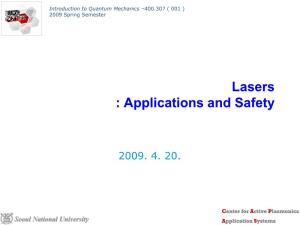 Lasers : Applications and Safety