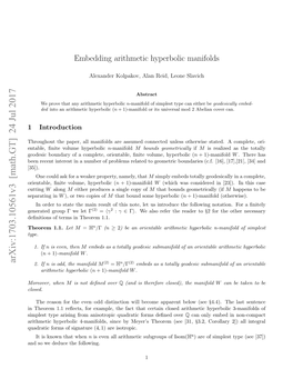 Embedding Arithmetic Hyperbolic Manifolds