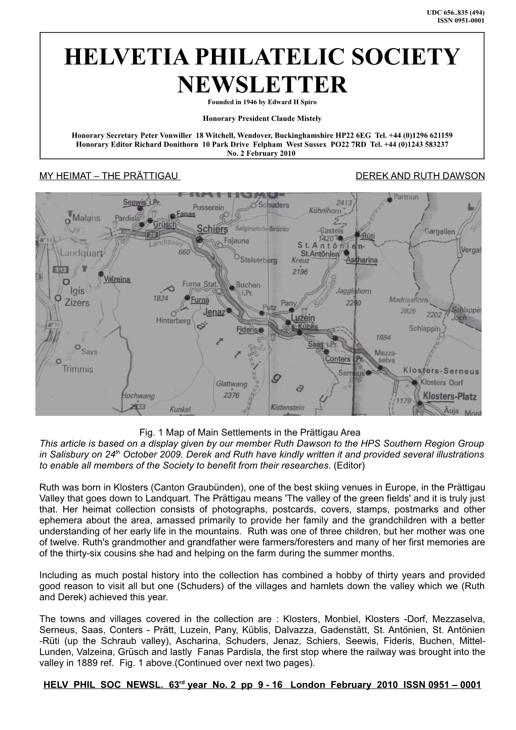 HELVETIA PHILATELIC SOCIETY NEWSLETTER Founded in 1946 by Edward H Spiro