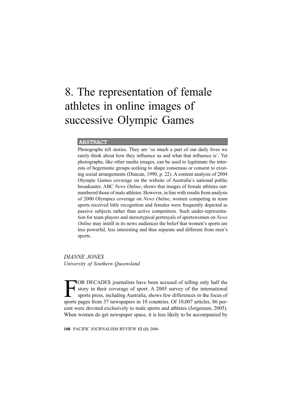 8. the Representation of Female Athletes in Online Images of Successive Olympic Games