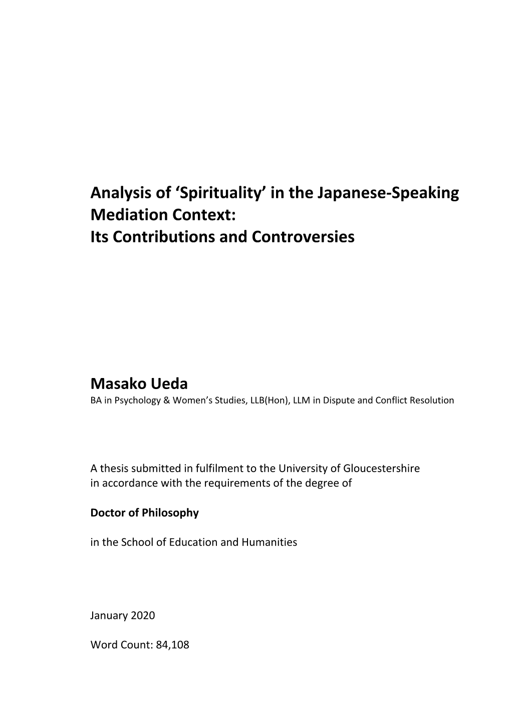 'Spirituality' in the Japanese-Speaking Mediation Context