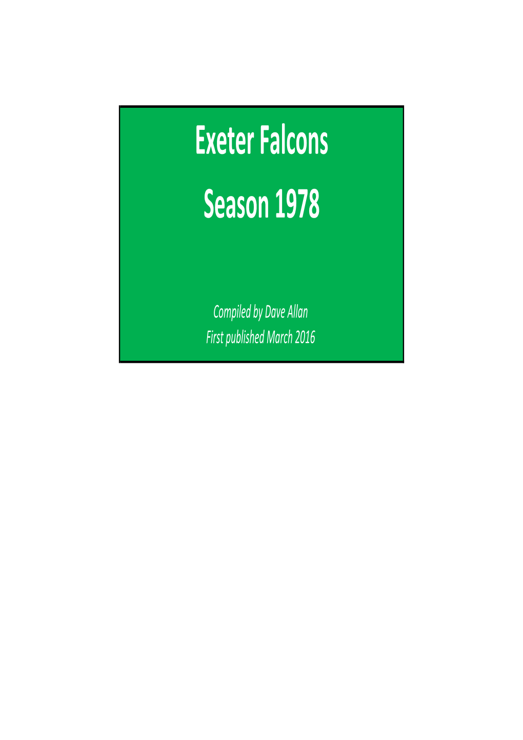 Exeter Falcons Season 1978