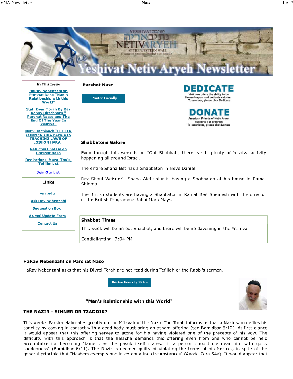 YNA Newsletter Naso 1 of 7