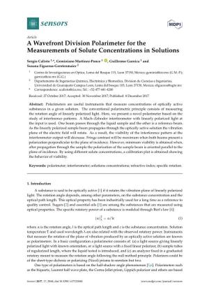 A Wavefront Division Polarimeter for the Measurements of Solute Concentrations in Solutions