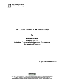 The Cultural Paradox of the Global Village