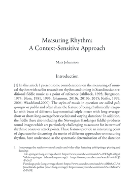 Measuring Rhythm: a Context-Sensitive Approach