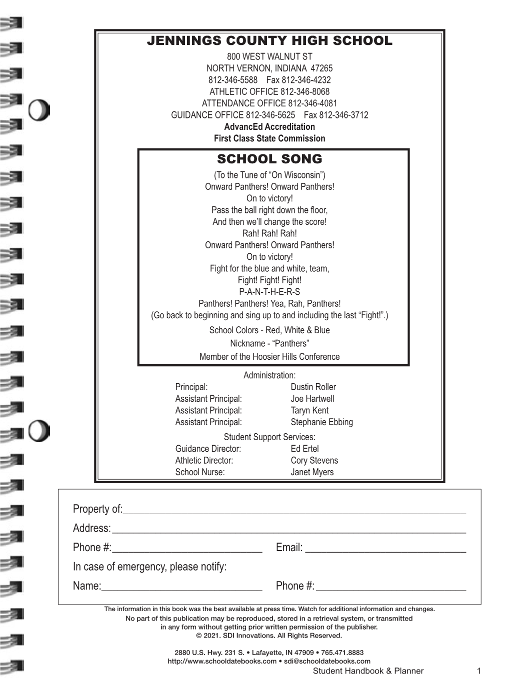 Student Handbook & Planner 1 TABLE of CONTENTS Absence Classifications