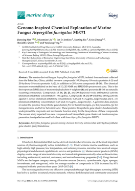Genome-Inspired Chemical Exploration of Marine Fungus Aspergillus Fumigatus MF071