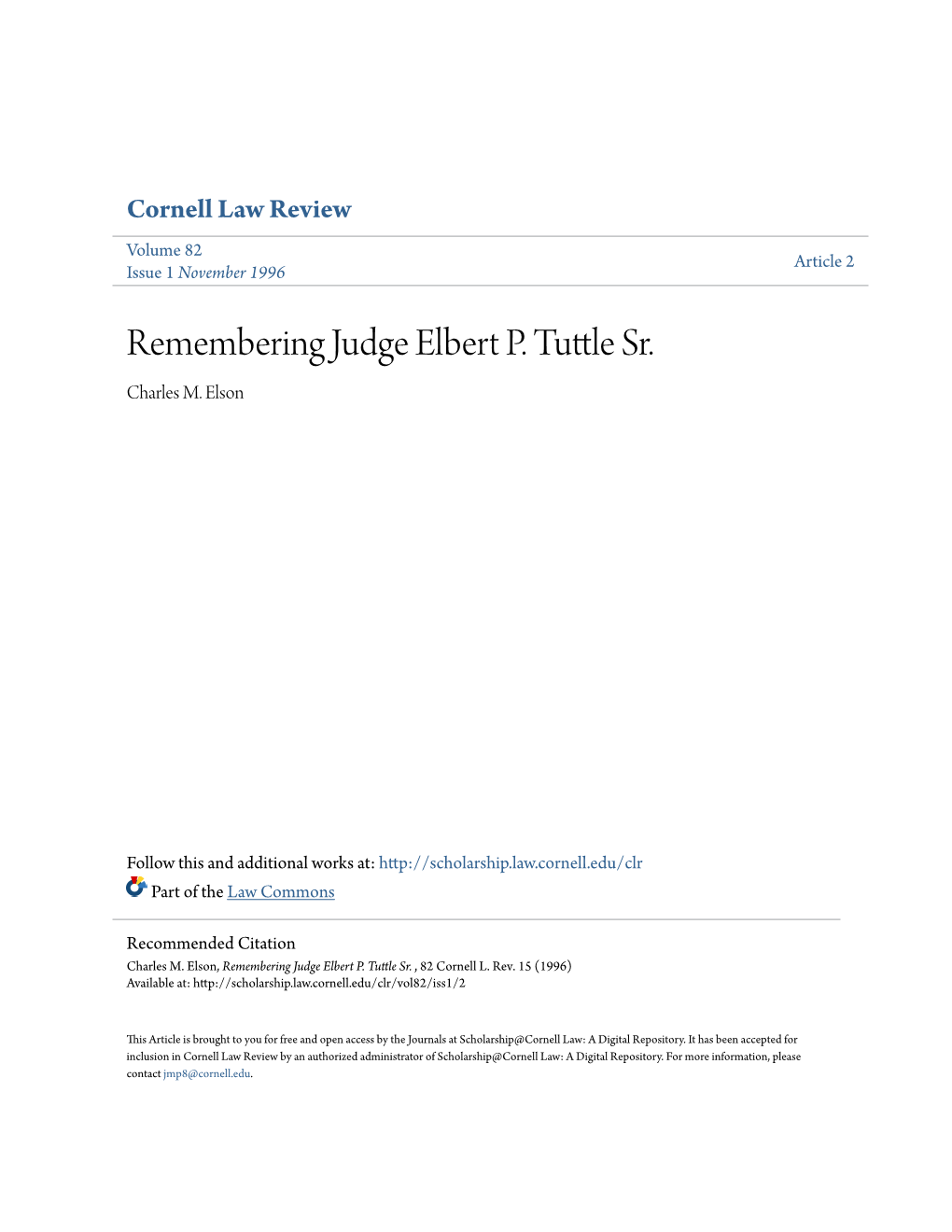 Remembering Judge Elbert P. Tuttle Rs