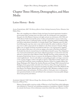 Chapter Three: History, Demographics, and Mass Media