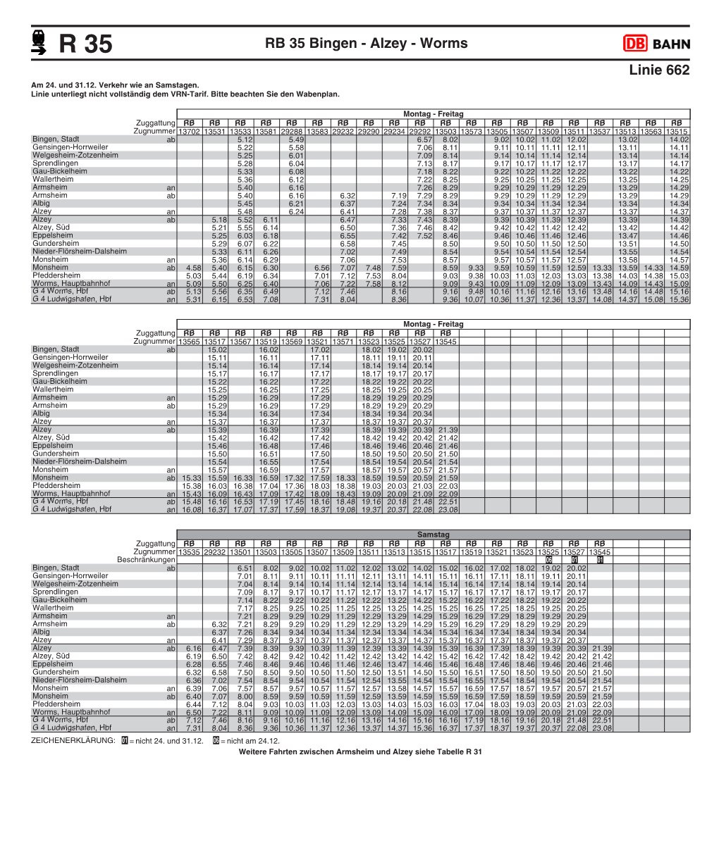 RB 35 Bingen - Alzey - Worms Linie 662 Am 24