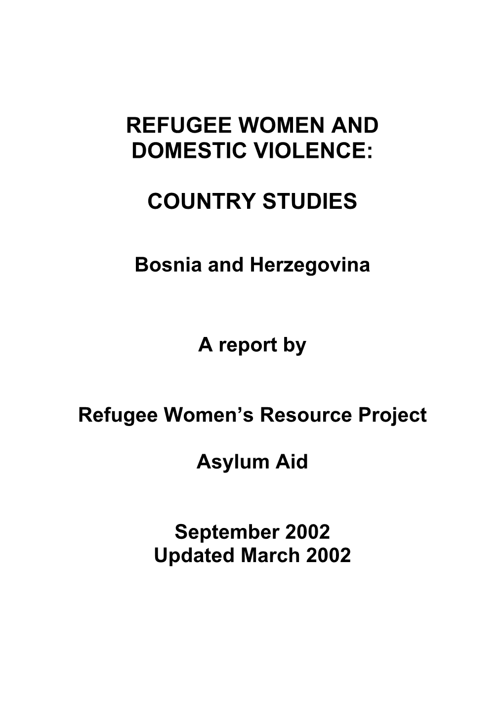 Refugee Women and Domestic Violence