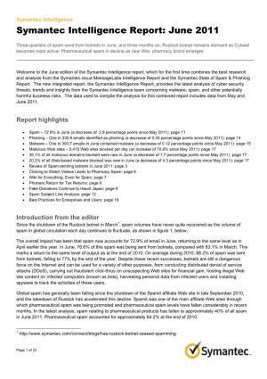 Symantec Intelligence Report: June 2011
