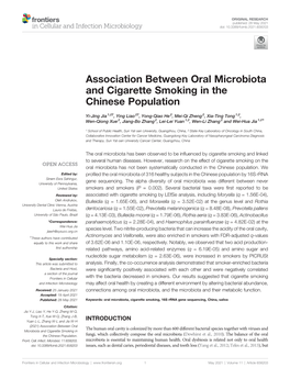 Association Between Oral Microbiota and Cigarette Smoking in the Chinese Population