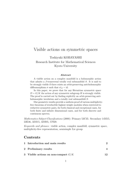 Visible Actions on Symmetric Spaces