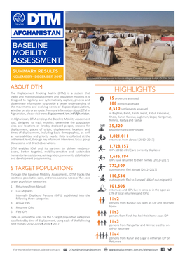 Baseline Mobility Assessment Summary Results