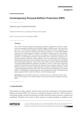 Contemporary Personal Ballistic Protection (PBP)