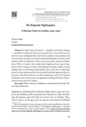 Nicolas Mabin the Belgrade Nightingales