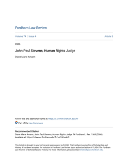 John Paul Stevens, Human Rights Judge