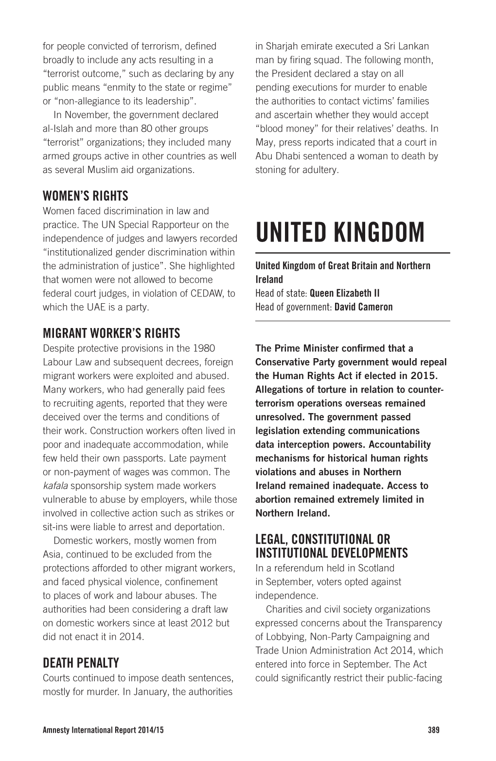 Amnesty International Report 2014/15 the State of the World's Human Rights