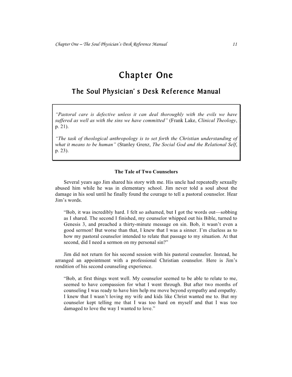 Chapter One – the Soul Physician’S Desk Reference Manual 11