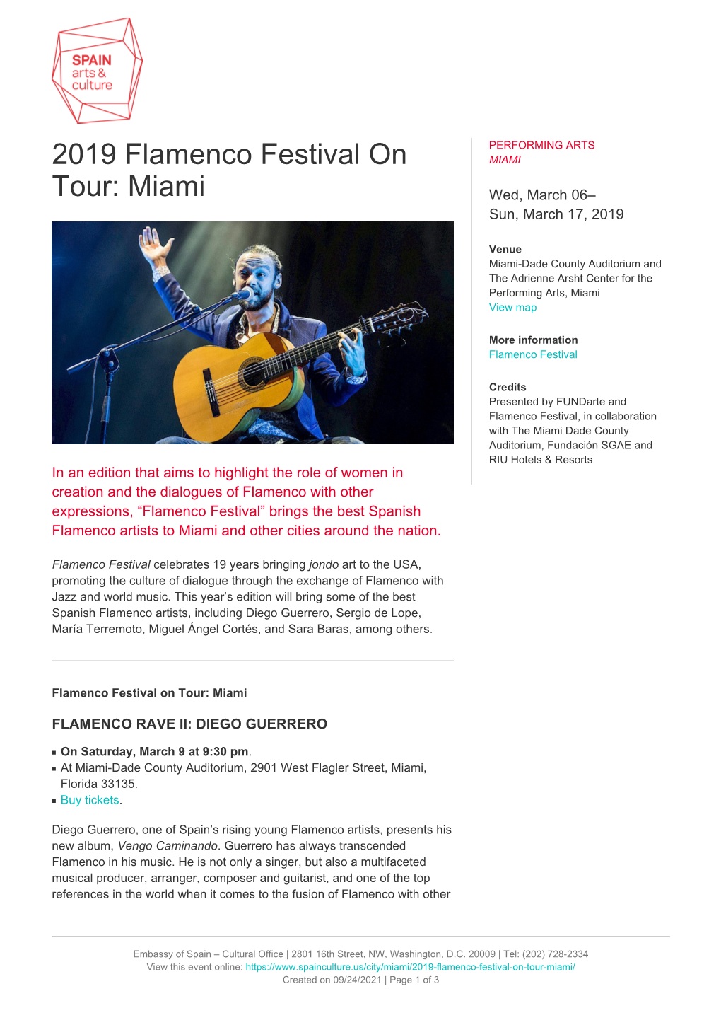 2019 Flamenco Festival on Tour: Miami