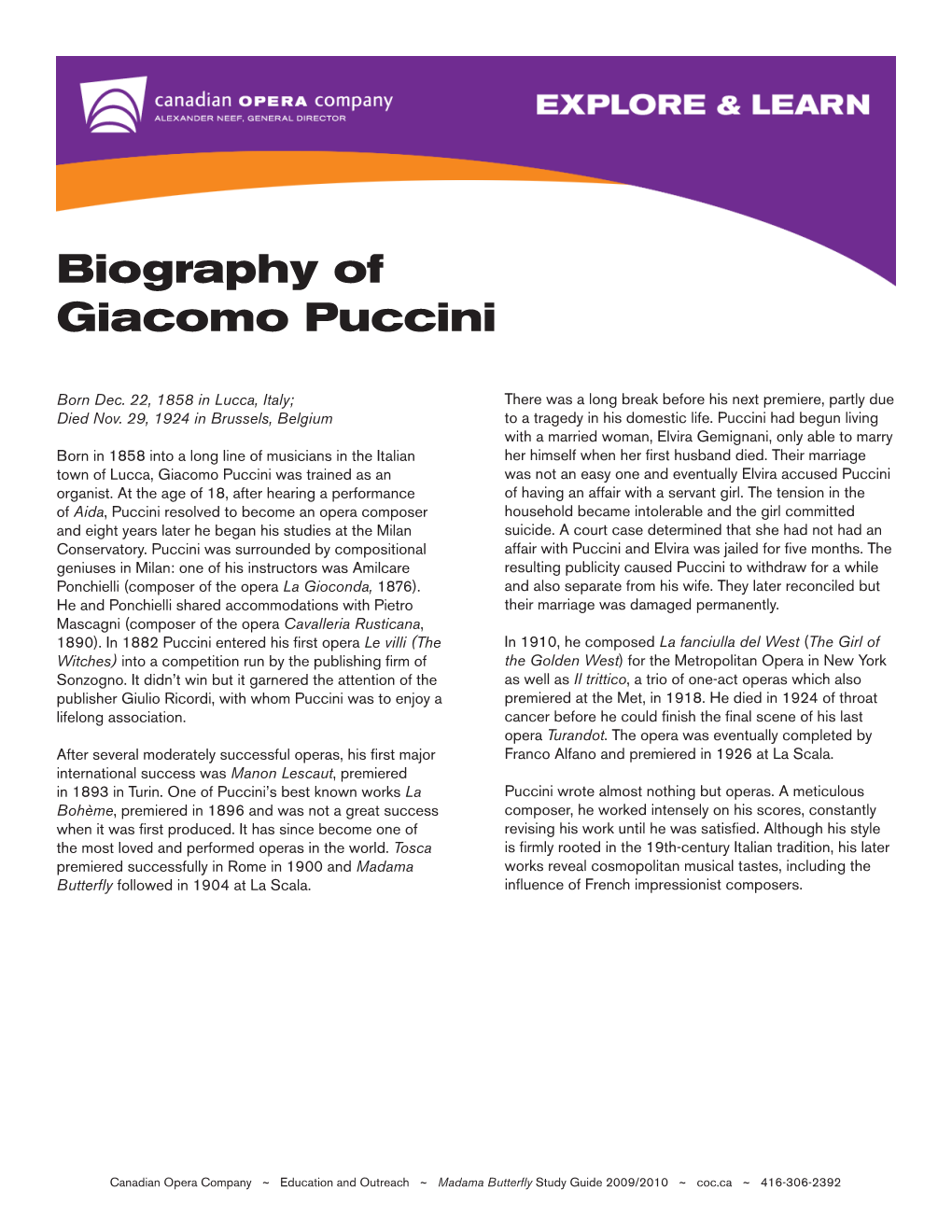 Biography of Giacomo Puccini