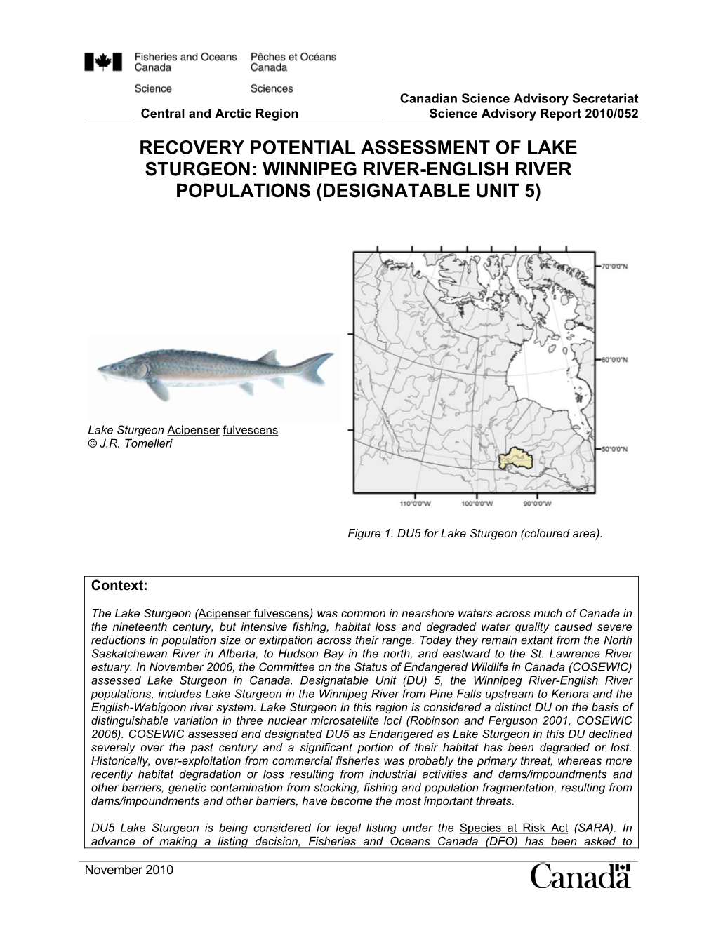 Winnipeg River-English River Populations (Designatable Unit 5)