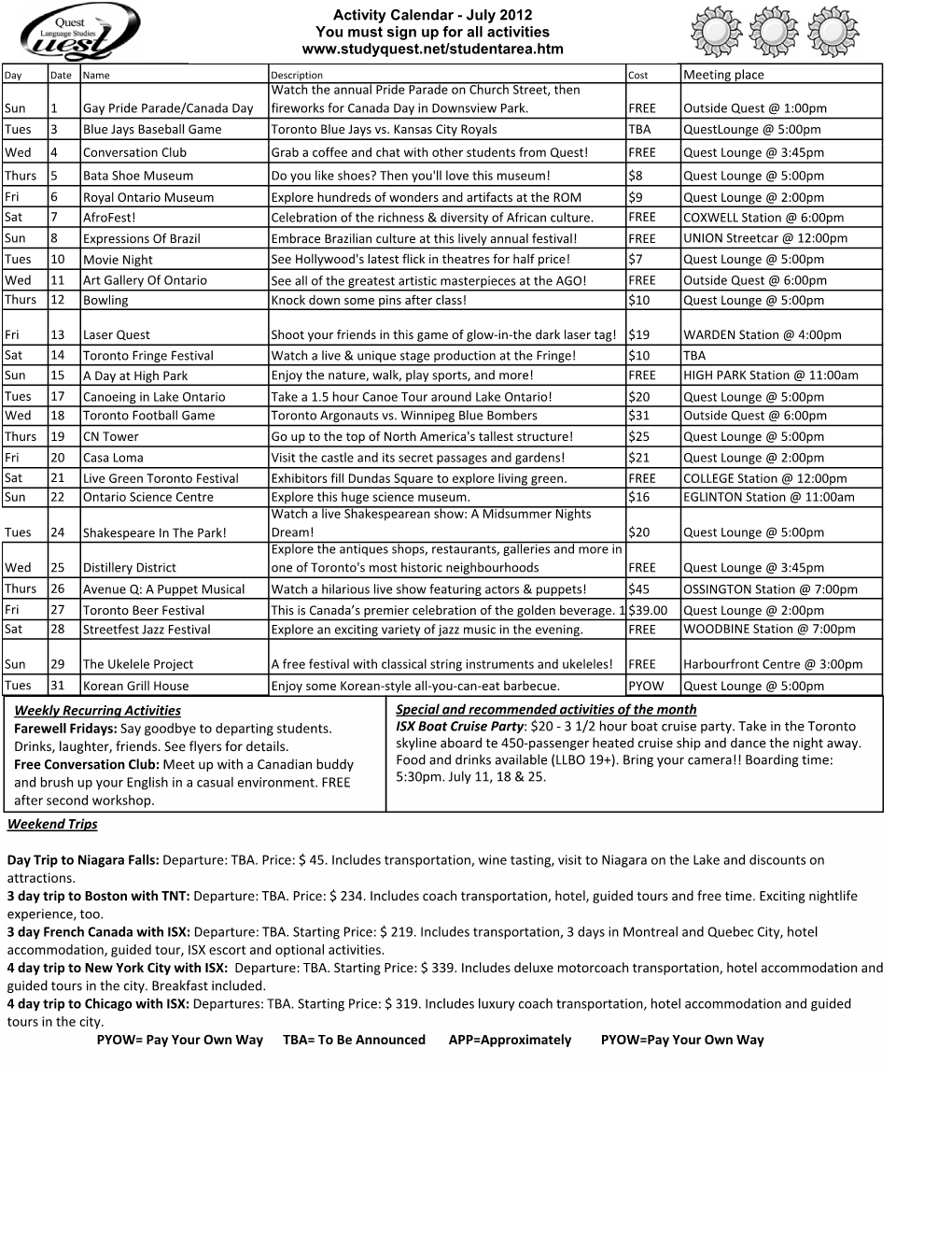 July 2012 Activity Calendar.Xlsx