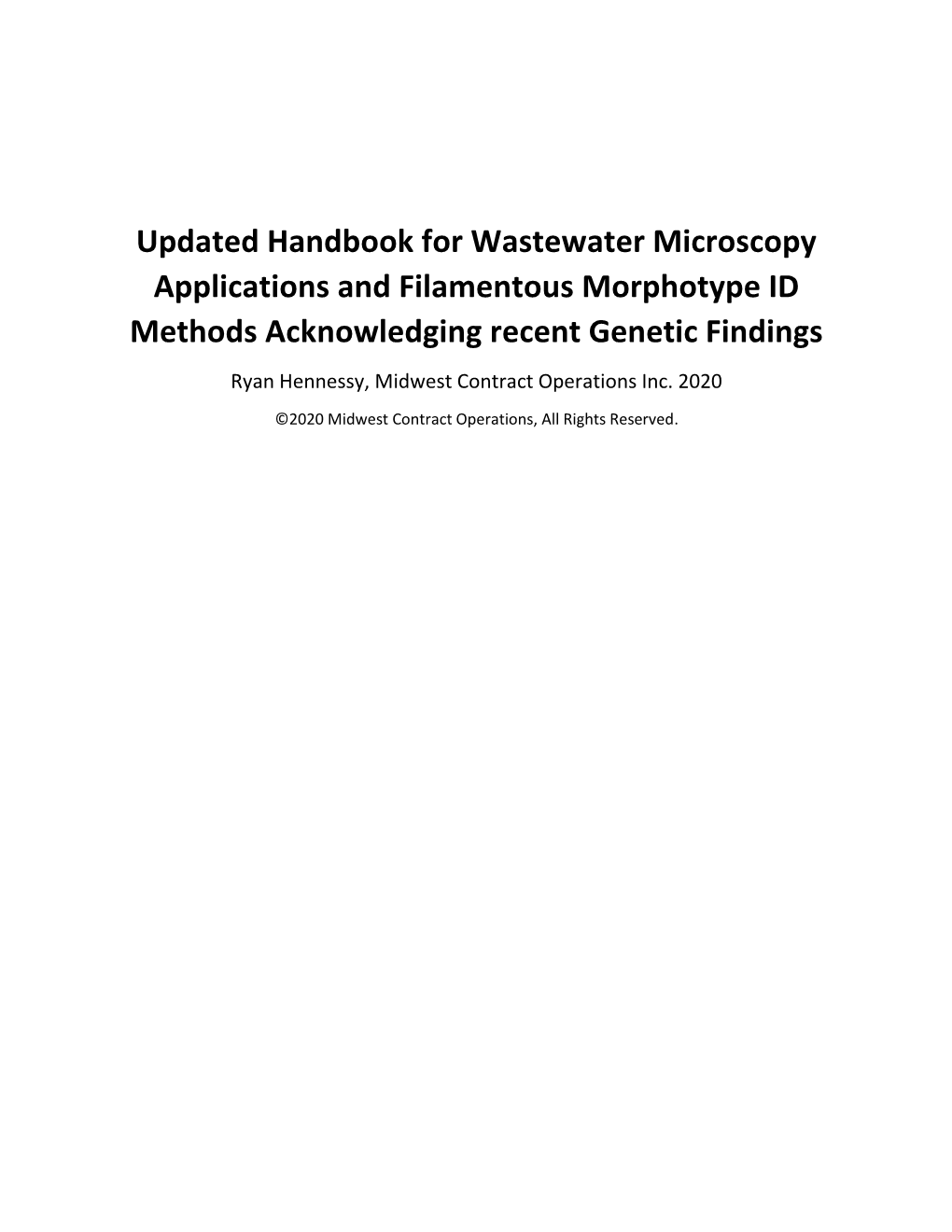 Updated Handbook for Wastewater Microscopy Applications and Filamentous Morphotype ID Methods Acknowledging Recent Genetic Findi