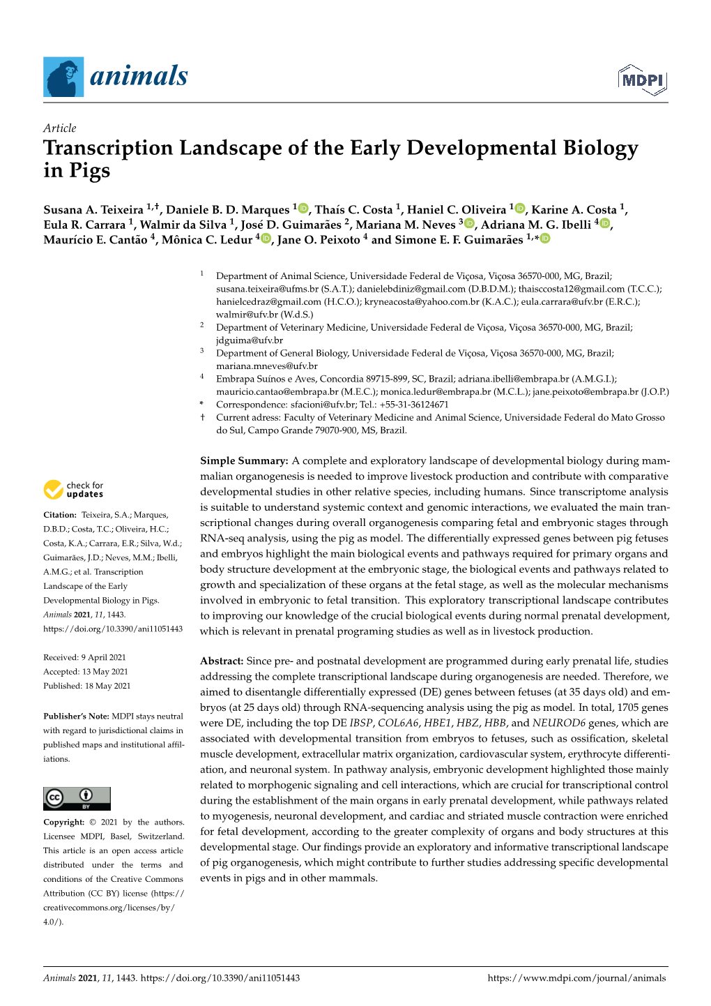 Transcription Landscape of the Early Developmental Biology in Pigs