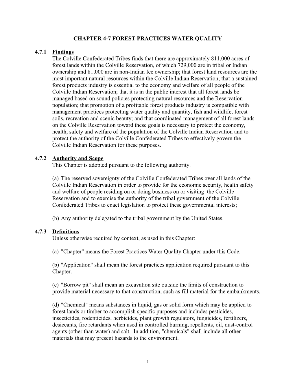 Chapter 4-7 Forest Practices Water Quality