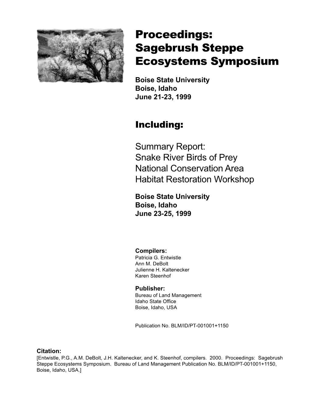 Sagebrush Steppe Ecosystems Symposium