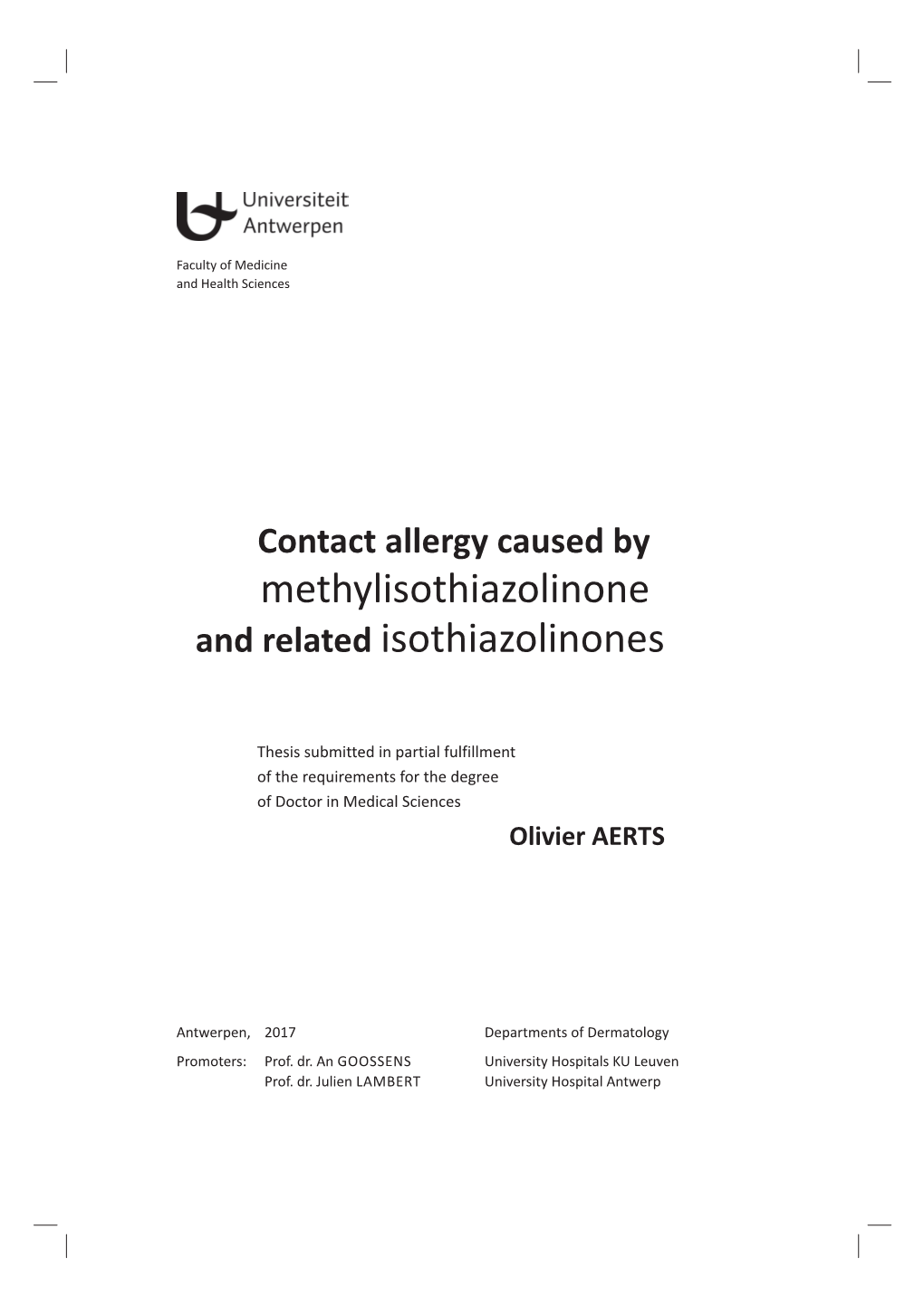 Methylisothiazolinone and Related Isothiazolinones