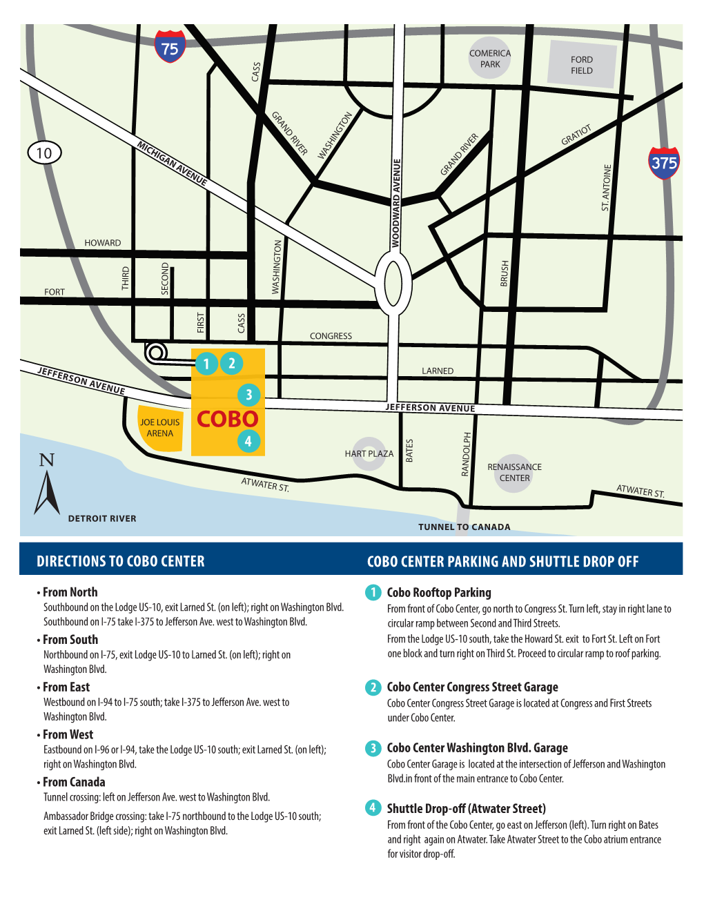 Cobo Center Directions and Parking.Pdf