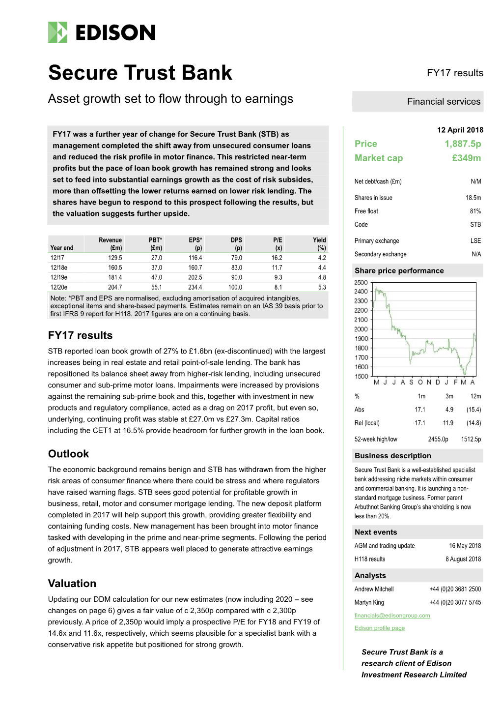 Secure Trust Bank FY17 Results