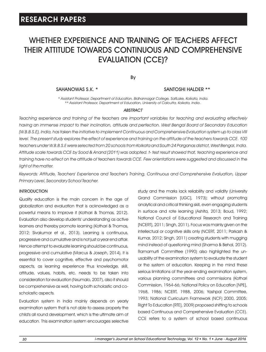 Whether Experience and Training of Teachers Affect Their Attitude Towards Continuous and Comprehensive Evaluation (Cce)?