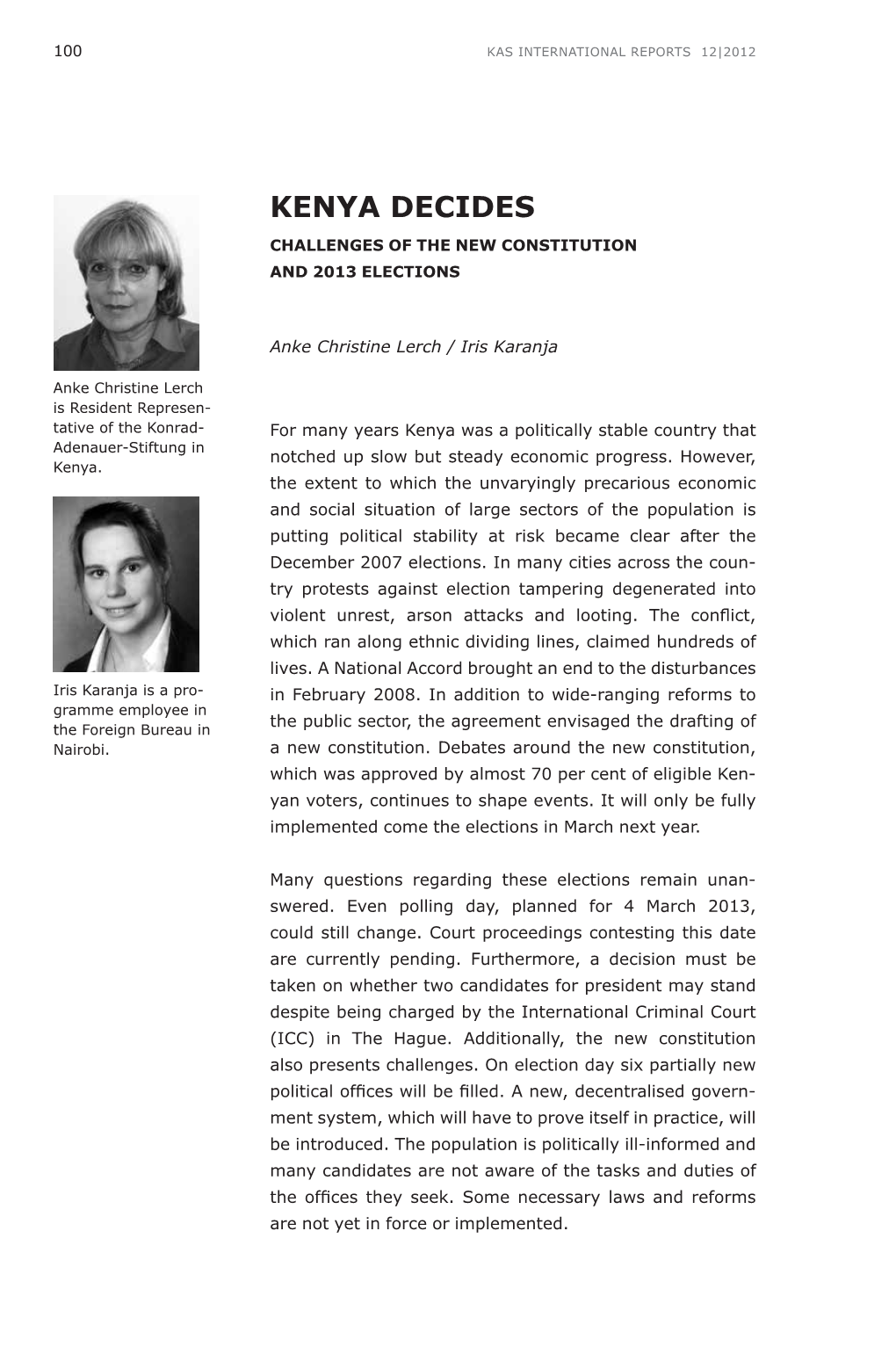 KAS International Reports 12/2012