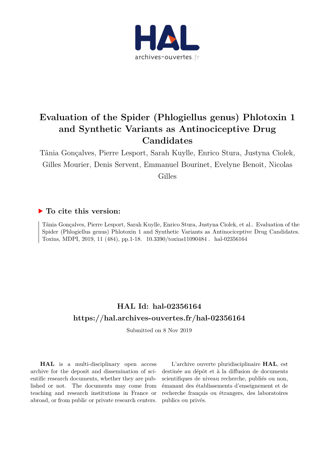 Phlotoxin 1 and Synthetic Variants As Antinociceptive Drug Candidates