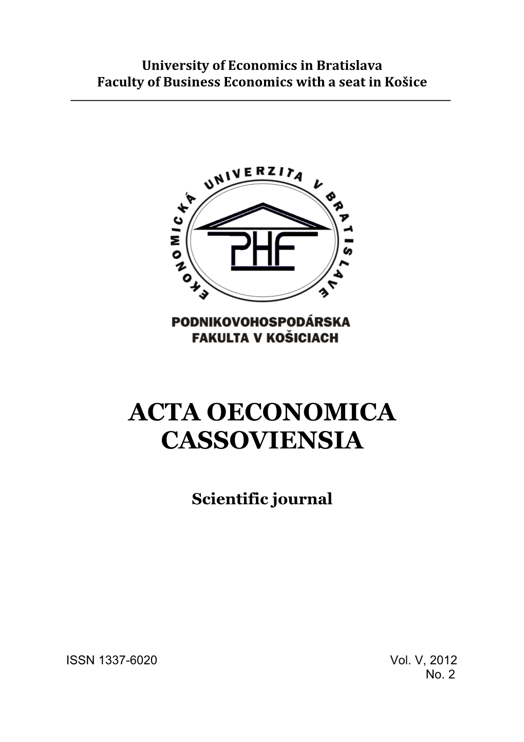 Acta Oeconomica Cassoviensia 2-2012