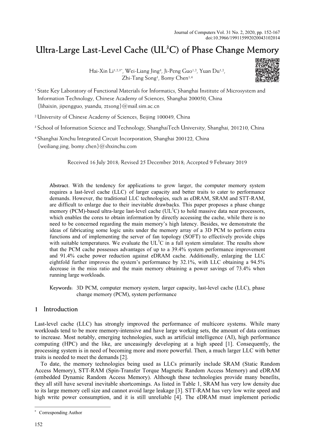 Ultra-Large Last-Level Cache (UL3C) of Phase Change Memory